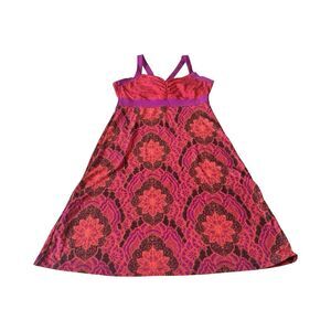 Prana Breathe Women Pink Purple Mandala Floral Athletic Dress Shelf Bra Small